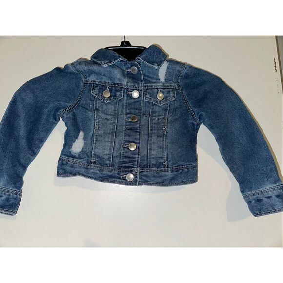 Blue Revival Girls Distressed Denim Jean Jacket 4 Medium wash - Picture 4 of 5